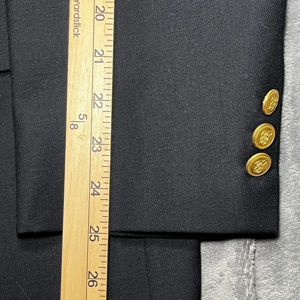 VTG Brooks Brothers Wool Blazer Men's 42R Black 2 Button Gold Made in USA